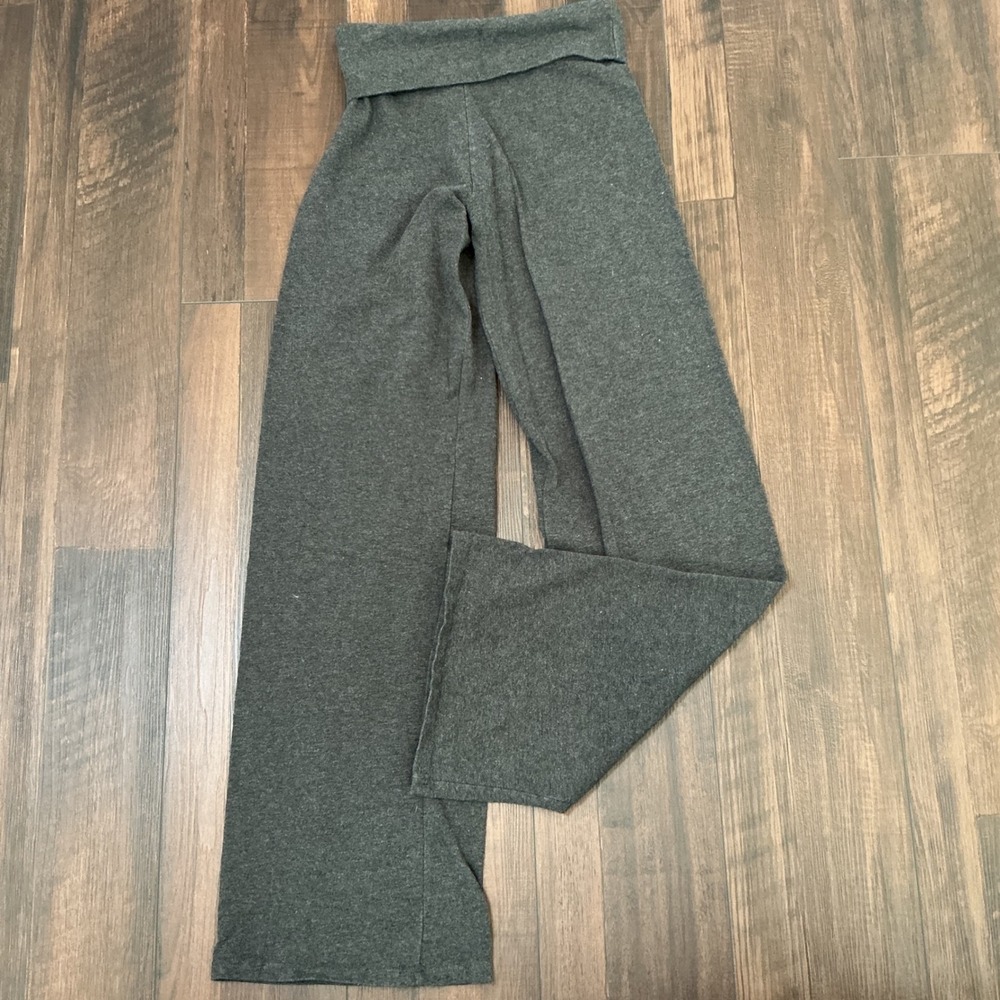 Brandy Melville Yoga Pants Charcoal Grey Fold Over Waist Wide Leg One Size Y2K